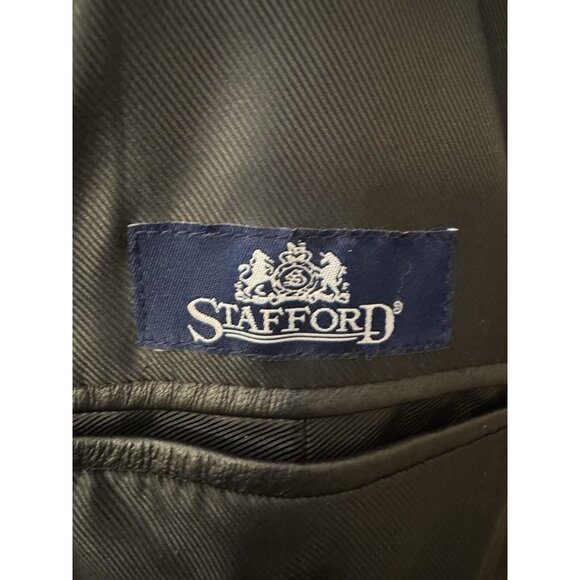 Stafford Black 100% Genuine Leather Blazer Sport Coat Mens XL 3 Button Preppy - Picture 10 of 16